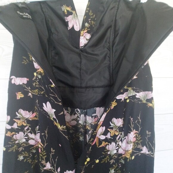 Miss Selfridge black floral jumpsuit romper size 6 strapless - Picture 5 of 11